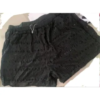 Shorts de tricô para saída de praia - Verão piscina shortinhos - Preto