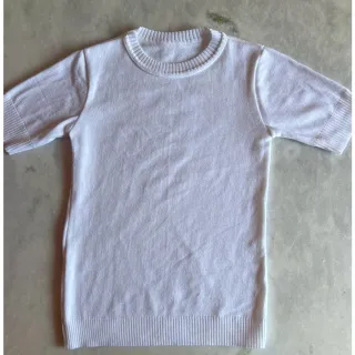 Decote Redondo Blusa Tricô Manga Curta Feminina - Verde Limão