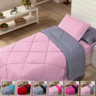 Promoção Edredon Solteiro Dupla Face Margarida com Fronha - Avelã