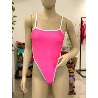 Moda praia: Maiô Body Mel Maia Cavado - Cores neon, azul, verde e rosa - Azul e Branco