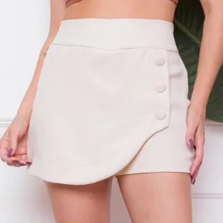 Saia Feminina de Alfaiataria Curta com Botão - Pink