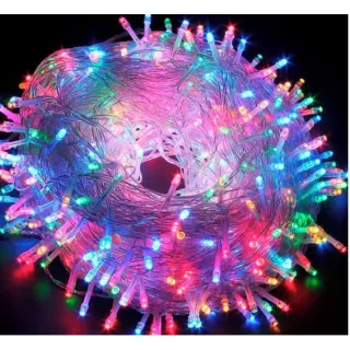 Cordão Pisca Pisca Natal 100 Leds 10m - Várias Cores e Funções - Branco Quente