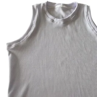 Promoção Blusa Feminina Regata Canelada Básica - Trabalho, Festas, Verão - Branco