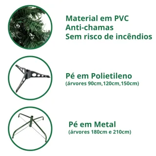 Pinheiro Canada Verde Tradicional Natal Árvore 90cm 120cm 150cm 180cm 210cm - 180CM