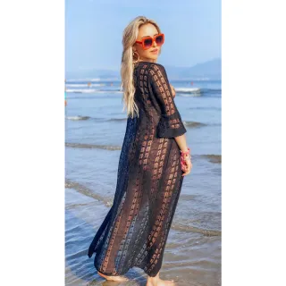 Manga 3/4 Tricot Longa Feminina Saida de Praia - Coral