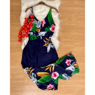 Coleção Verão Macacão Estampado Viscose Longo - Estampa 18