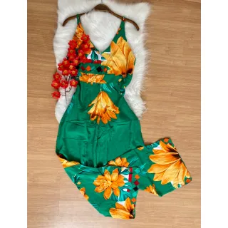 Coleção Verão Macacão Estampado Viscose Longo - Estampa 18