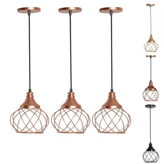 Lustre Industrial Pendente Aramado Esfera - Cabo Preto