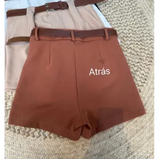 Saia de Alfaiataria com Cinto Curta - Nude