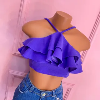 Detalhes nas costas, cropped maravilhoso com alça babado 024 - Magenta