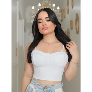 Promoção Cropped Neoprene Feminino com Bojo - Moda Blogueira - Rosa Bebe