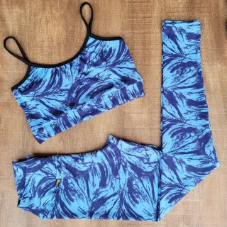 Top Fitness e Calça Legging Conjunto Academia Feminino - Preto