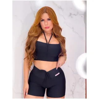 Top Fitness Feminino Conjunto Moda Treino Academia - Conjunto Alynee