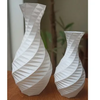 Impressão 3D - Kit com 2 Vasos Decorativos Geométricos - Preto