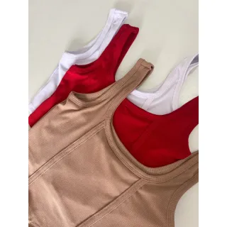 Canelado corset feminino básico forrado - Cropped - Corset Nude