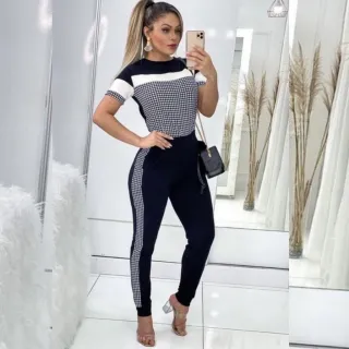 Conjunto Feminino Blusa e Calça Diversas Cores (36 ao 48) - Estampado Rosado