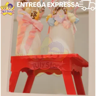 4 Peças Kit Festa: 2 Bandejas Pequenas + 2 Mesinhas Decorativas - Vermelho