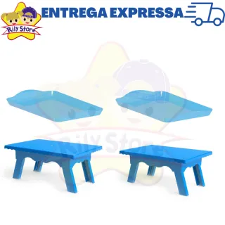 4 Peças Kit Festa: 2 Bandejas Pequenas + 2 Mesinhas Decorativas - Vermelho