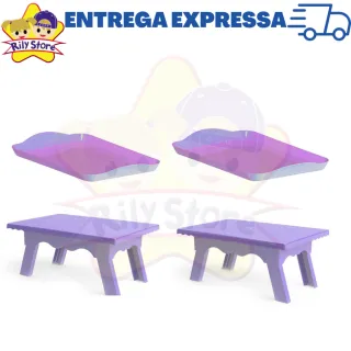 4 Peças Kit Festa: 2 Bandejas Pequenas + 2 Mesinhas Decorativas - Vermelho