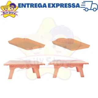 4 Peças Kit Festa: 2 Bandejas Pequenas + 2 Mesinhas Decorativas - Vermelho