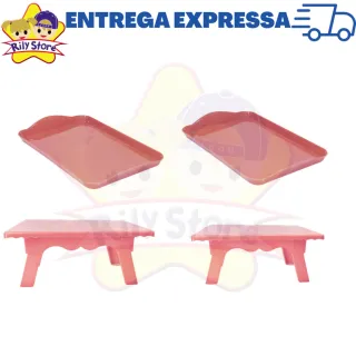 4 Peças Kit Festa: 2 Bandejas Pequenas + 2 Mesinhas Decorativas - Vermelho