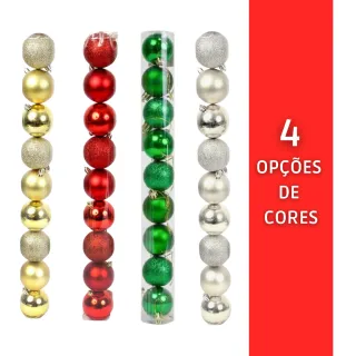 Kit Decoração Natalina Bolas de Natal - 9 Unidades Tamanho Médio 6cm - Verde