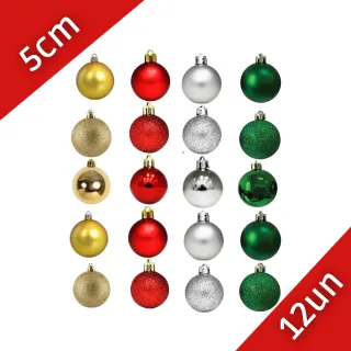 Kit Decoração Natalina Bolas de Natal Pequenas 5cm - 12 Unidades - Verde