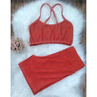 Conjunto Fitness Feminino Veste 36/42 Top + Short Academia Sem Bojo - CJ17