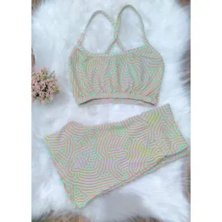 Conjunto Fitness Feminino Veste 36/42 Top + Short Academia Sem Bojo - CJ17