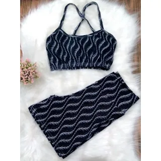 Conjunto Fitness Feminino Veste 36/42 Top + Short Academia Sem Bojo - CJ17