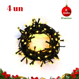 100LED Pisca Natal Colorido Quente Frio Branco 10M - Kit 3 - RGB/220V