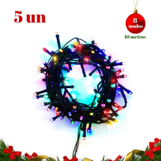 100LED Pisca Natal Colorido Quente Frio Branco 10M - Kit 3 - RGB/220V