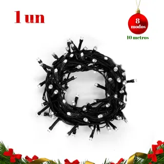 100LED Pisca Natal Colorido Quente Frio Branco 10M - Kit 3 - RGB/220V