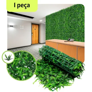 Painel Grama Mural Planta Artificial Samambaia - Muro Verde Jardim Vertical - Kit 4 - Samambaia