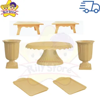 Elegante Kit de Boleira Cake Renda + Mesinhas + Vasos Grego + Bandejas - Vermelho