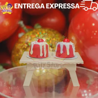 Elegante Kit de Boleira Cake Renda + Mesinhas + Vasos Grego + Bandejas - Vermelho