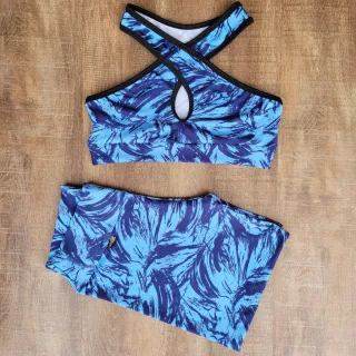 Conjunto Fitness Estampado Feminino - Short e Top para Academia - Estampa 08