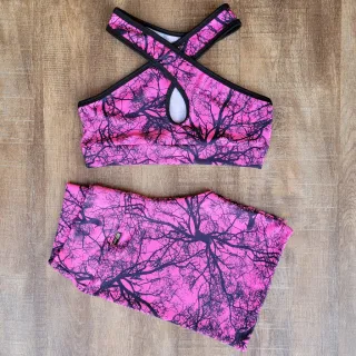 Conjunto Fitness Estampado Feminino - Short e Top para Academia - Estampa 08