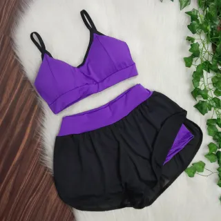 Conjunto Fitness Shorts Duplo e Top com Bojo para Academia - Laranja