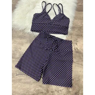 Top com Alça Dupla + Conjunto Fitness Short Com Cordão - 2