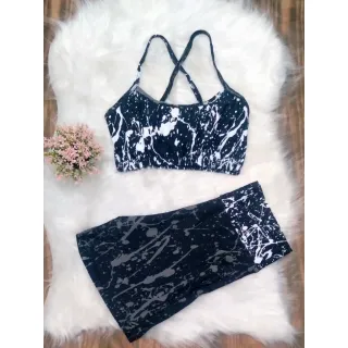 Top e Short Estampado Conjunto Academia Feminino - Pode Escolher a Cor - CJ10