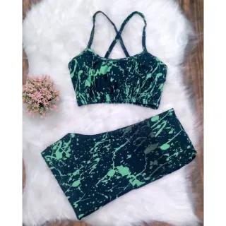 Top e Short Estampado Conjunto Academia Feminino - Pode Escolher a Cor - CJ10