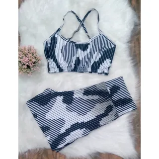 Top e Short Estampado Conjunto Academia Feminino - Pode Escolher a Cor - CJ10