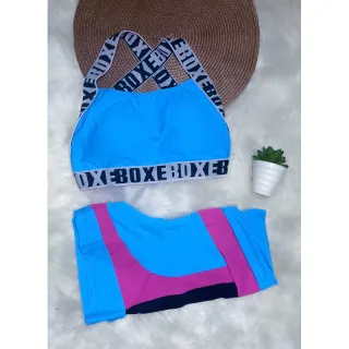 Conjunto moda academia Crossfit, short empina e top treino em poliamida - Conjunto Branco