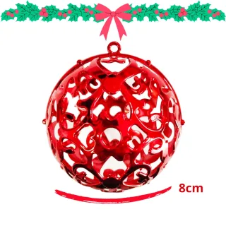 Grande Bola de Natal Vermelha 3D Arabesca Fosca Brilhante - Pack com 6 Unidades - Único