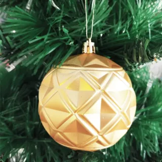 Decoração Árvore Bola Natal Grande Dourada 3D Arabesca Brilhante Fosca 8cm - 6 Unid - Único