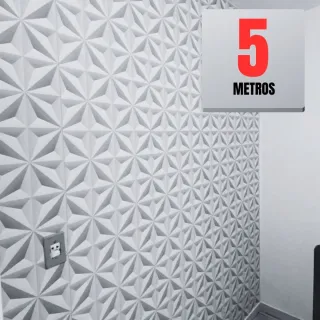 Adesivo Autocolante Geométrico Cinza Claro - Papel de Parede 3D para Sala, Quarto e Cozinha - 4 ROLOS = 20 METROS