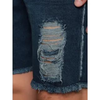 Bermuda Jeans Masculina Rasgada Slim Fit - Shorts Curto - rasgar-meido