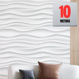 Adesivo Papel de Parede Branco 3D Efeito Gesso Ondulado Premium - 5m x 0,45cm - 4 ROLOS = 20 METROS