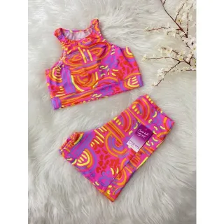 Top fitness sem bojo e conjunto short/bolso - Raryel - onça verde escuro